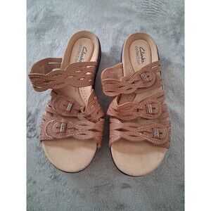 Clarks Collection Woman's Brown Sandal Slip-On 8-8.5